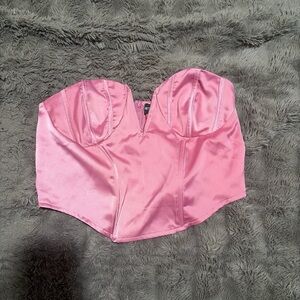 PrettyLittleThing Pink Satin Bustier Top